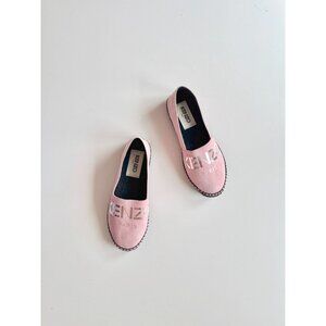 KENZO Paris Rose Clair Pink Suede Silver Logo Espadrille Flats, Size 36